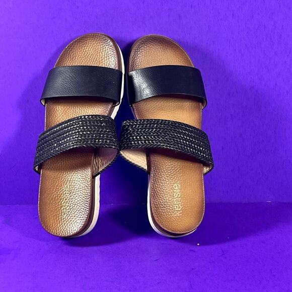 Kensie Women's Black Dustie Double Strap Flat Slide Sandals Shoe Size 7.5 - Picture 5 of 8